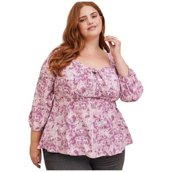 TORRID x HARRY POTTER - Deathly Hallows Peplum Tie Front Blouse Size 1X NEW NWOT - Picture 2 of 8